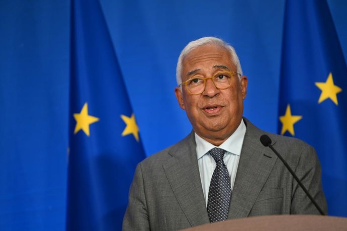 24 July 2025, China, Beijing: EU Council President Antonio Costa speaks to journalists during the 25th EU-China Summit in Beijing, where he and EU Commission President Ursula von der Leyen met with the Chinese leadership. Photo: Johannes Neudecker/dpa