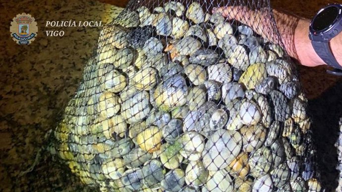 Interceptadas en Vigo cuatro mariscadoras furtivas con más de nueve kilos de almejas y berberechos.