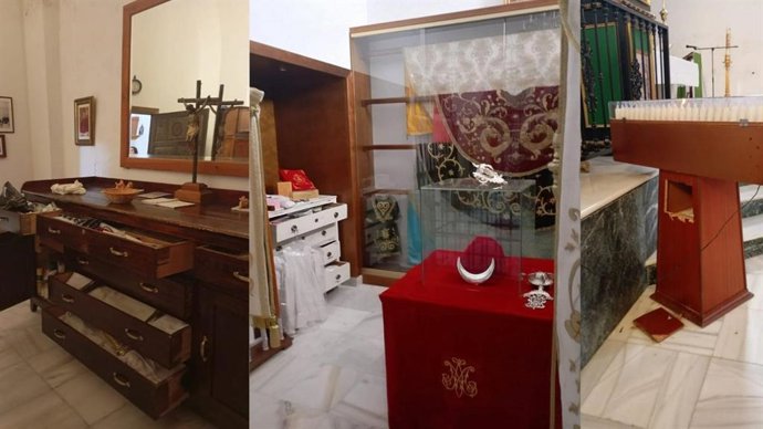 Imágenes del robo en la iglesia de Benamaurel (Granada).