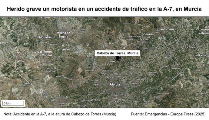 Autovía A-7 a su paso por la pedanía murciana de Cabezo de Torres