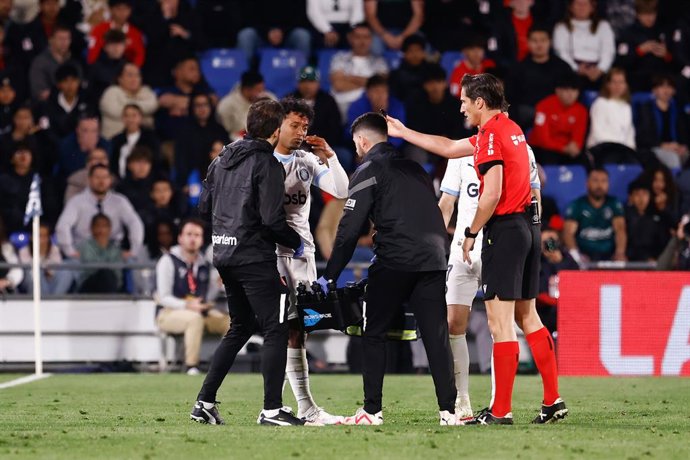 Archivo - Antonio Jastin Garcia of Girona FC hurts during the Spanish League, LaLiga EA Sports, football match played between Getafe CF and Girona FC at Coliseum stadium on March 16, 2024, in Madrid, Spain.