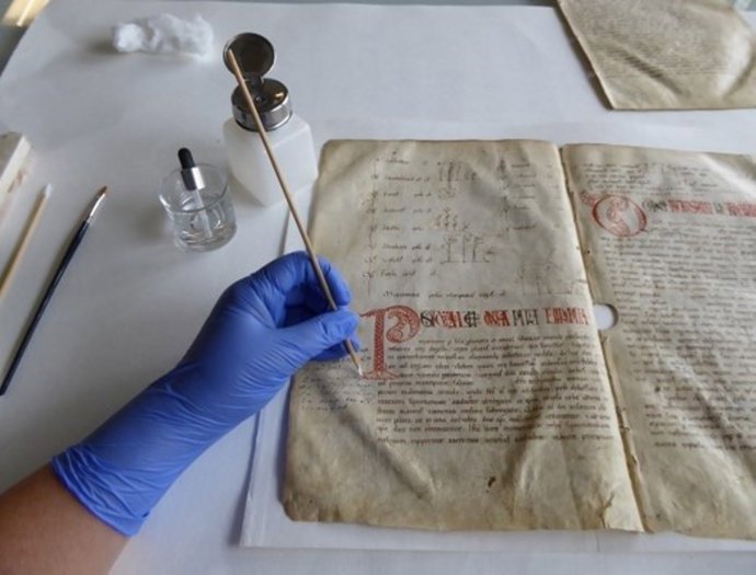 Imagen de una intervención en el Tumbo Legionense