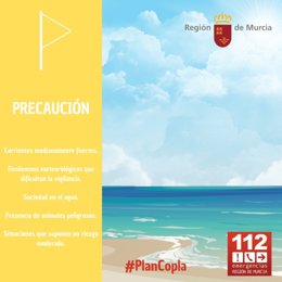 La bandera amarilla ondea este sábado en 3 playas de la Región