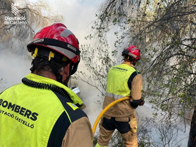 Incendio de vegetación en el embalse de Sichar, en Onda