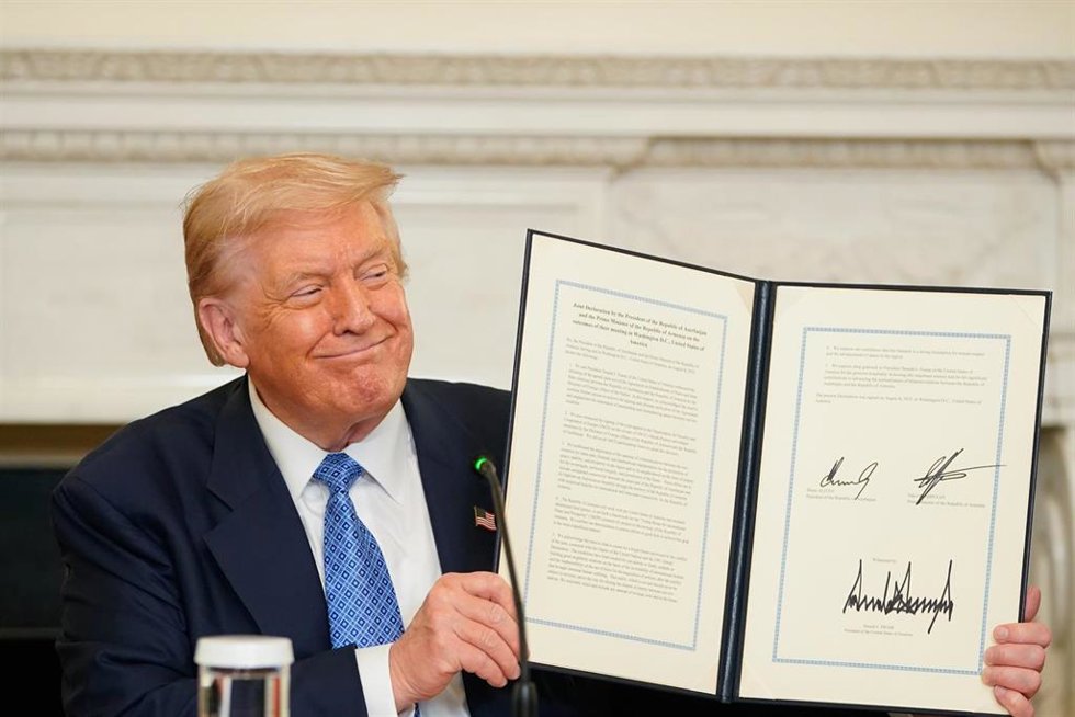 El presidente de EEUU, Donald Trump, con el acuerdo entre Armenia y Azerbaiyán