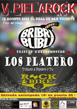 La V edición de PielaRock homenajea a Extremoduro y a Platero y Tú el 16 de agosto en El Real de San Vicente