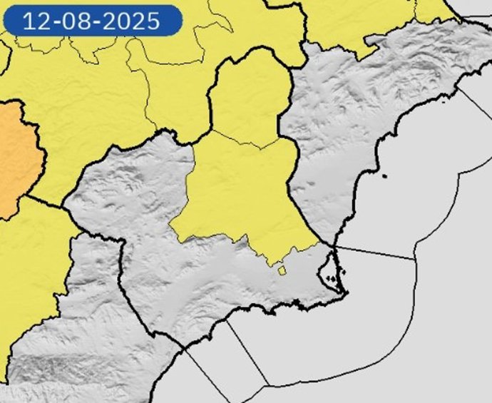 Mapa de avisos para el martes 12 de agosto