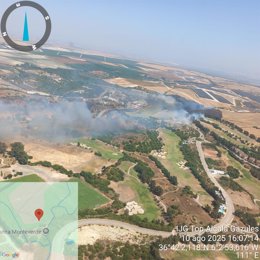 Imagen del incendio declarado en Jerez de la Frontera (Cádiz).