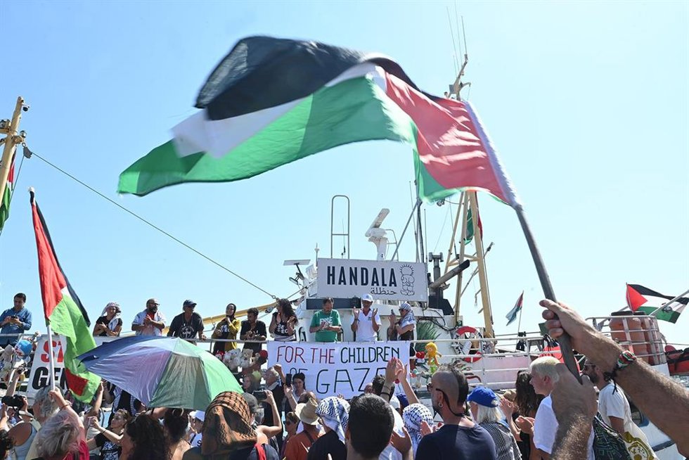 Archivo - Partida del buque 'Handala', de la Flotilla de la Libertad, desde el puerto italiano de Gallipoli en dirección a Gaza