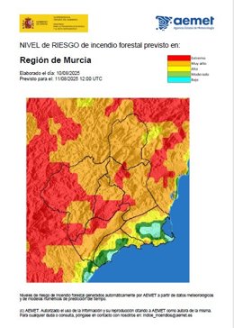 El nivel de riesgo de incendio forestal para este lunes es extremo en la Cuenca de Mula y el Noroeste
