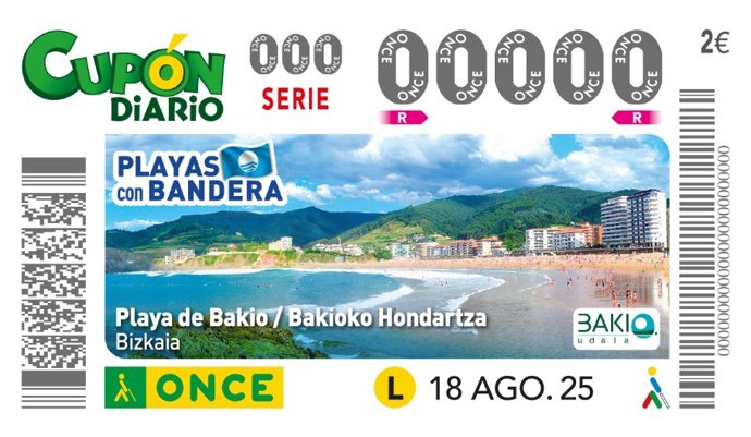 Playa de Bakio en la imagen del cupón diario de la ONCE.