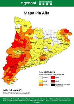 Mapa del Plan Alfa de este lunes, 11 de agosto