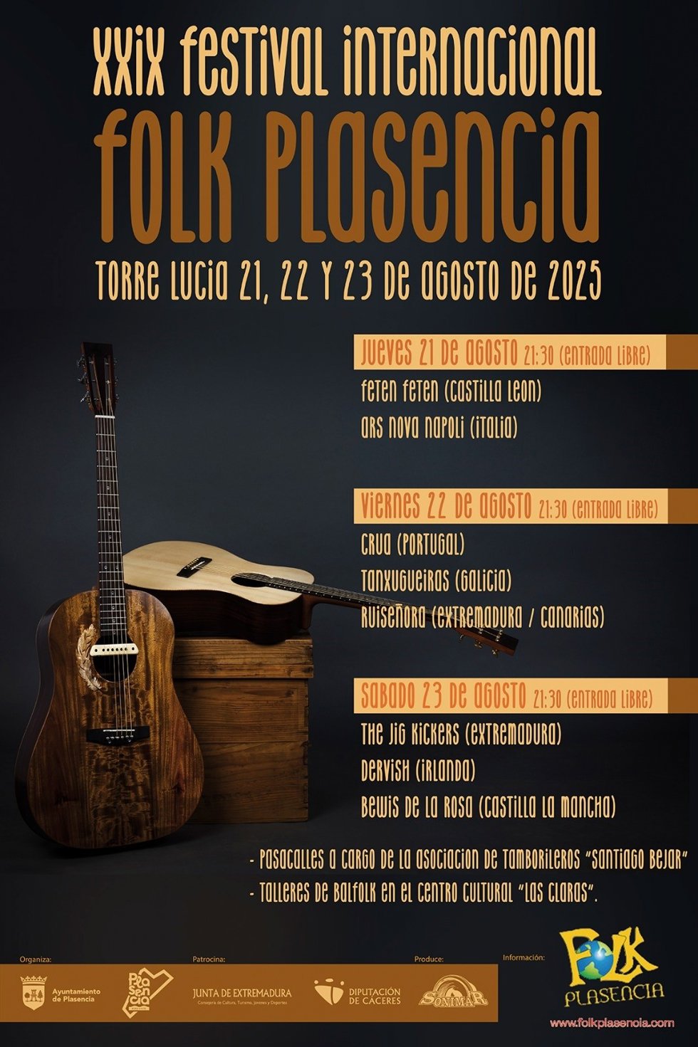 Cartel del XXIX Festival Folk Plasencia, que se celebra del 21 al 23 de agosto