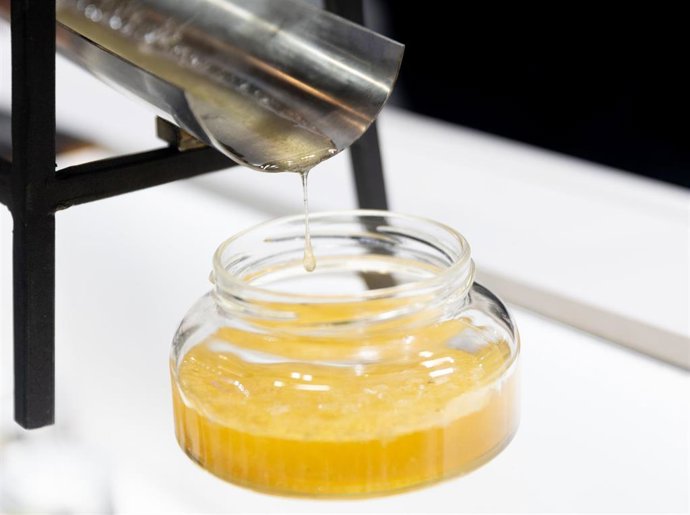 Archivo - Decantador de miel durante la inauguración del 38 Salón Gourmets, en Ifema Madrid, a 7 de abril de 2025, en Madrid (España). El 38 Salón Gourmets se celebra del 7 al 10 de abril en seis pabellones con 2.100 expositores, más de mil actividades y 