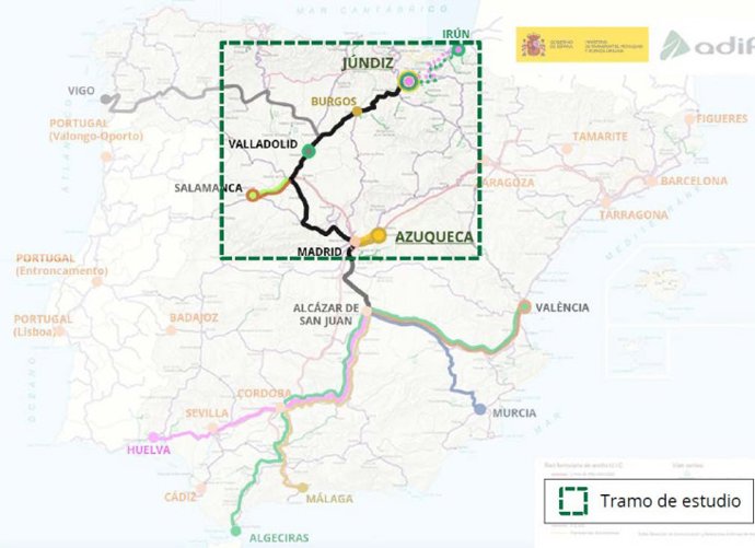 El Ministerio de Transportes y Movilidad Sostenible continúa avanzando, a través de Adif, en el desarrollo de los futuros servicios de Autopista Ferroviaria (AF) en el itinerario Azuqueca-Valladolid-Burgos-Júndiz.
