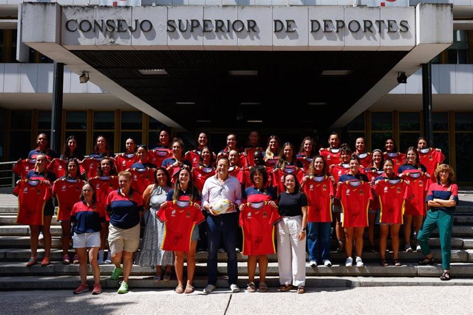 Imagen de la presentación de la convocatoria de España para el Mundial de rugby femenino de Inglaterra.
