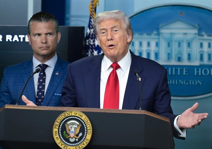August 11, 2025, Washington, District Of Columbia, USA: United States President Donald J Trump holds a press conference in the James S Brady Press Briefing Room of the White House in Washington, DC, USA, on Monday, August 11, 2025,Image: 1028847890, Licen