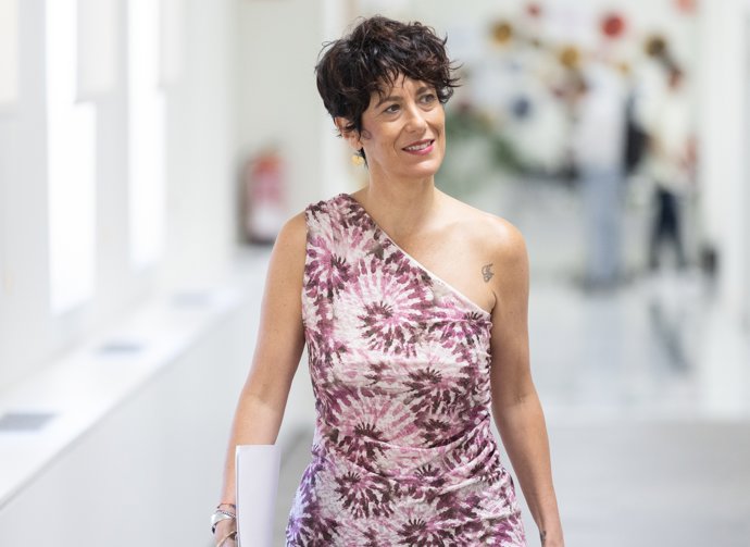 La ministra de Inclusión, Seguridad Social y Migraciones, Elma Saiz, a su llegada a un encuentro con representantes de las principales plataformas digitales, en el Ministerio de Inclusión, Seguridad Social y Migraciones, a 30 de julio de 2025, en Madrid 