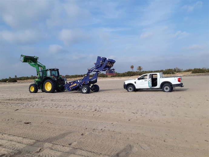 València recoge 66.000 kilogramos de maderas y cañas en la primera semana de limpieza de las playas del Sur
