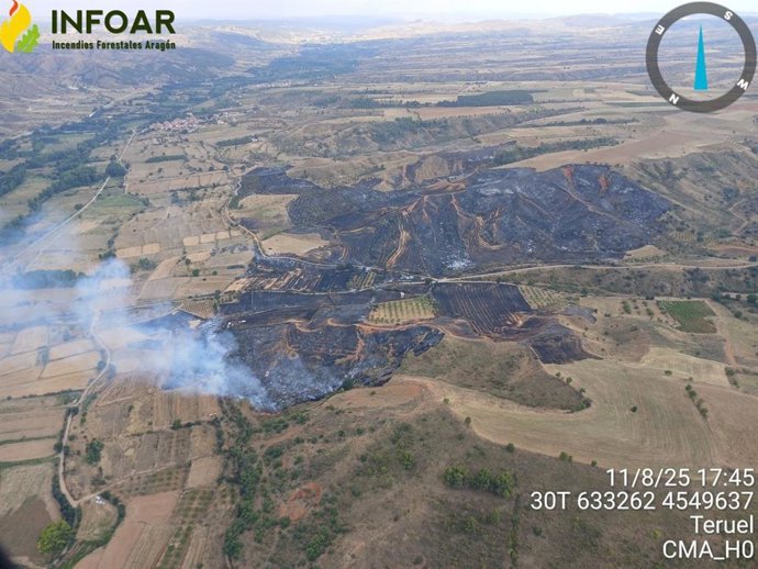 El incendio ha afectado a 35 hectáreas agrícolas y forestales del entorno de Daroca.