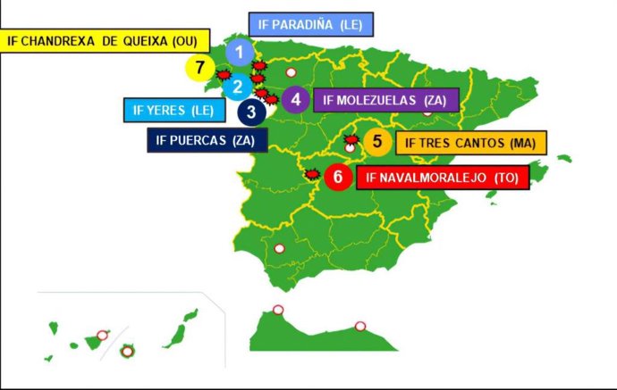Mapa de los efectivos desplegados de la Unidad Militar de Emergencias (UME)