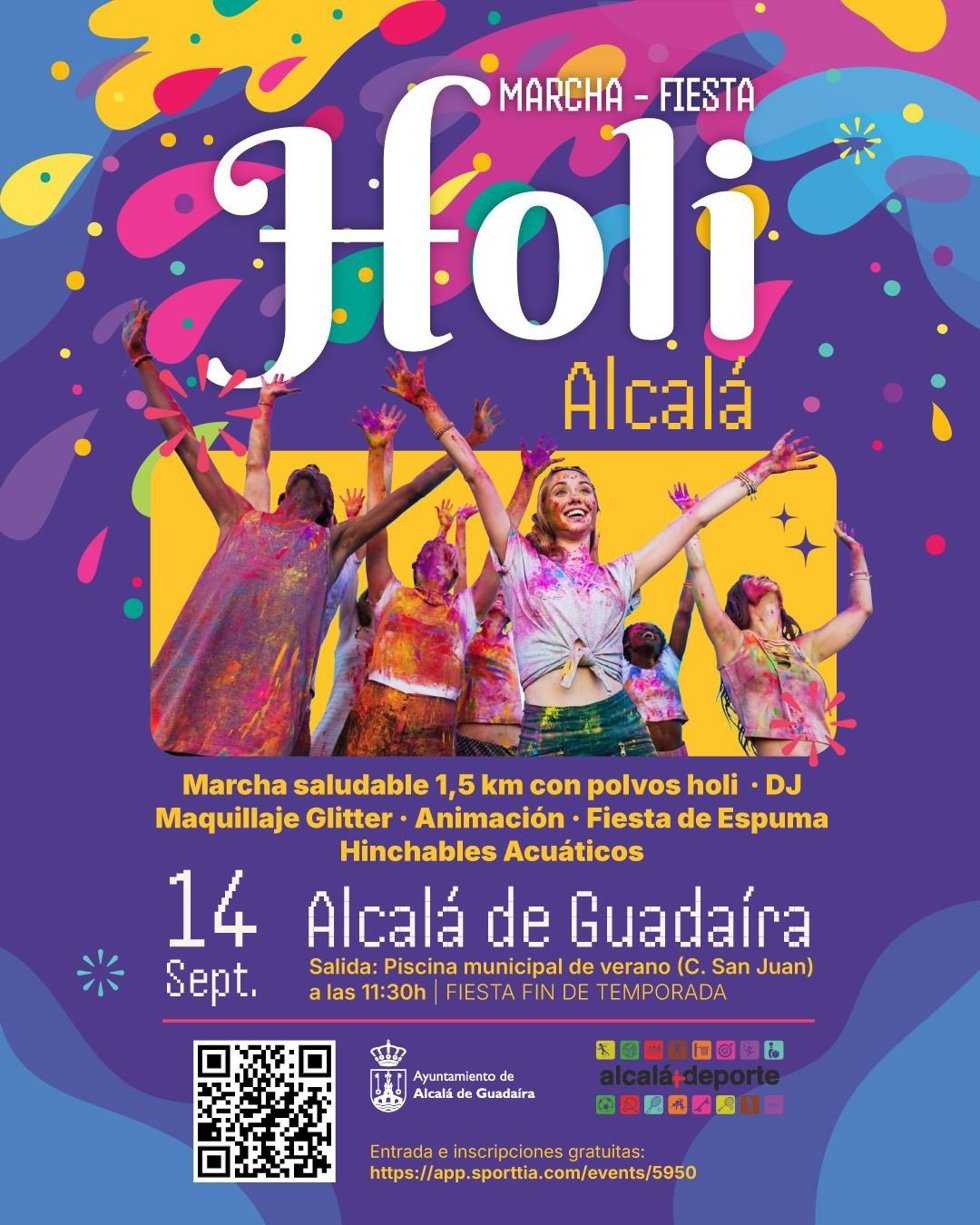 Cartel marcha-fiesta 'Holi-Alcalá' 2025.