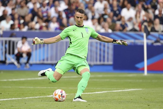 Archivo - Odysseas Vlachodimos, en un partido con la selección de Grecia.