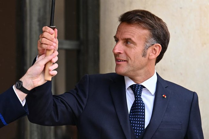July 24, 2025, Paris, France: On July 24, 2025, French President Emmanuel Macron received the Prime Minister of the Republic of Lebanon, Mr. Nawaf Salam, for a working lunch at the Elysee Palace.