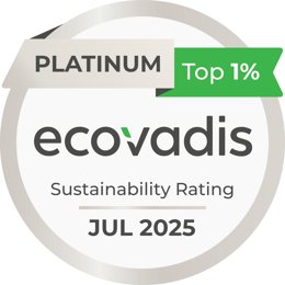 EcoVadis Platinum Medal 2025 - awarded to Jungbunzlauer for ranking in the top 1% of companies worldwide for sustainability performance.