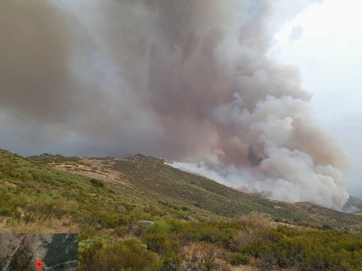 Más de 250 personas pasan la noche en un pabellón de Plasencia tras ser evacuados por el incendio de Jarilla
