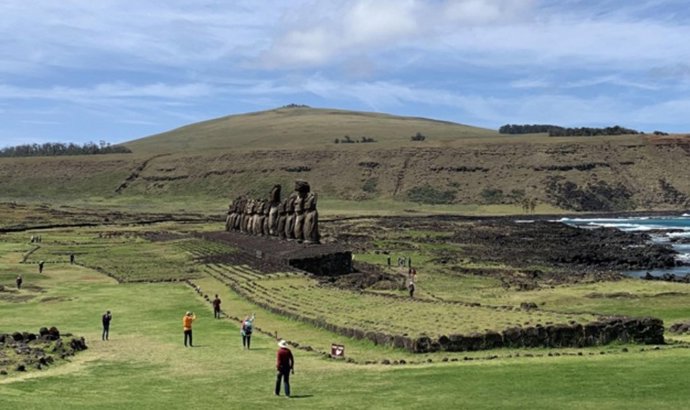 Moai en Ahu Tongariki en Rapa Nui