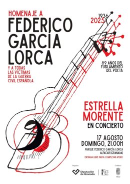 Cartel del homenaje de la Diputación de Granada a Federico García Lorca y a todas las víctimas de la Guerra Civil española con motivo del 89 aniversario de su asesinato.