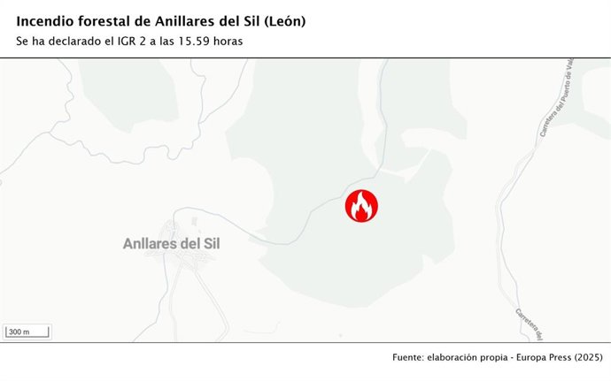 Sube a gravedad 2 el incendio forestal de Anllares (León) por "amenza seria" a poblaciones