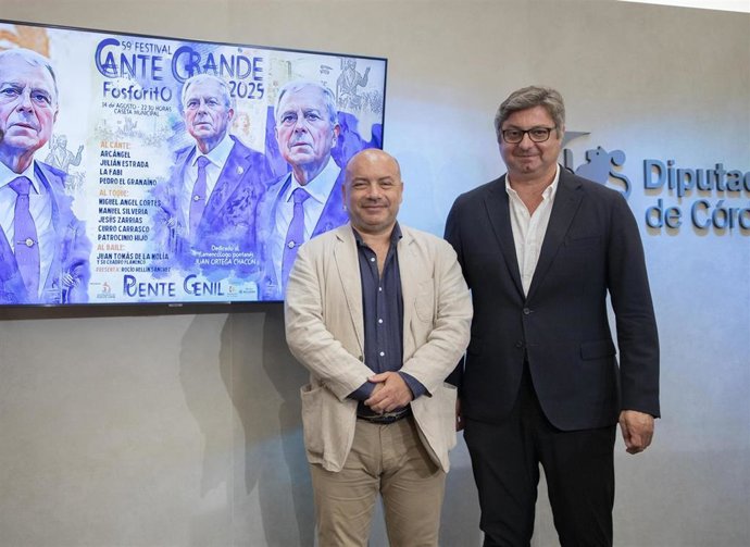 Gabriel Duque y Sergio Velasco en la presentación del Festival de Cante Grande 'Fosforito' de Puente Genil.