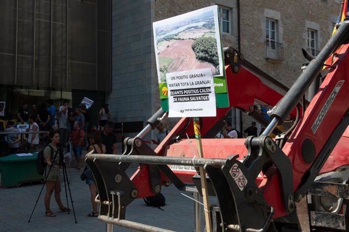 Un tractor, durante una concentración convocada por Unió de Pagesos este miércoles.