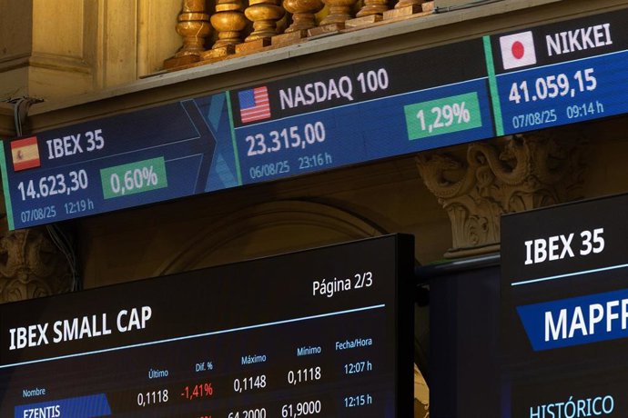 Estado de la Bolsa de Madrid, a 7 de agosto de 2025, en Madrid (España). 