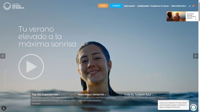 Imagen del portal web de turismo de la Región de Murcia