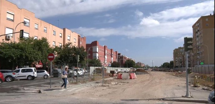 Obras de la Línea 3 de Metro de Sevilla en La Macarena.