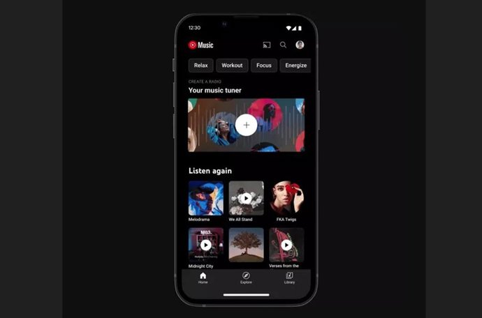 Archivo - La aplicación YouTube Music.