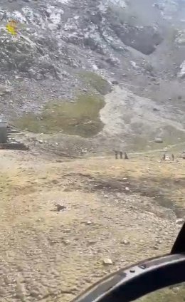 Vista desde el helicóptero durante un rescate