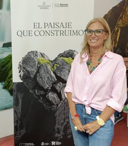 La viceconsejera de Turismo del Principado de Asturias, Lara Martínez, presenta una campaña de sensibilización local con el turismo industrial en el marco de la 68 Feria Internacional de Muestras de Asturias (Fidma), en Gijón.