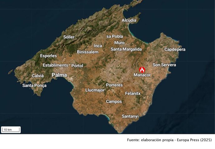 Declarado un incendio agrícola en Manacor