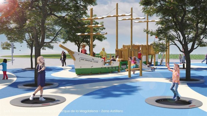 Maqueta en 3D de la zona infantil del Parque de la Magdalena en San Fernando