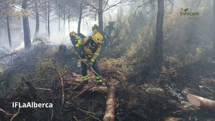 Medios del Infocam en el incendio de La Alberca