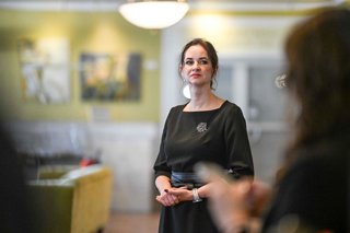 VILNIUS, Aug. 6, 2025  -- Lithuanian Minister of Social Security and Labour Inga Ruginiene attends a press conference in Vilnius, Lithuania, on Aug. 6, 2025. The presidium of the Lithuanian Social Democratic Party (LSDP) on Wednesday nominated current Min