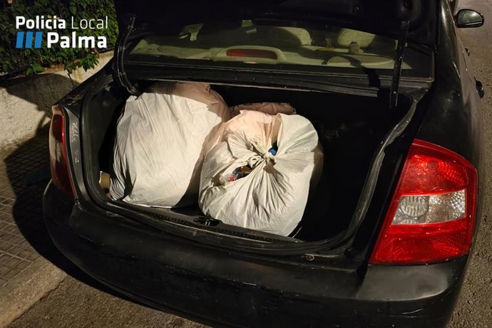 Intervienen 168 camisetas falsificadas en un coche usado como almacén para venta ambulante en Playa de Palma.