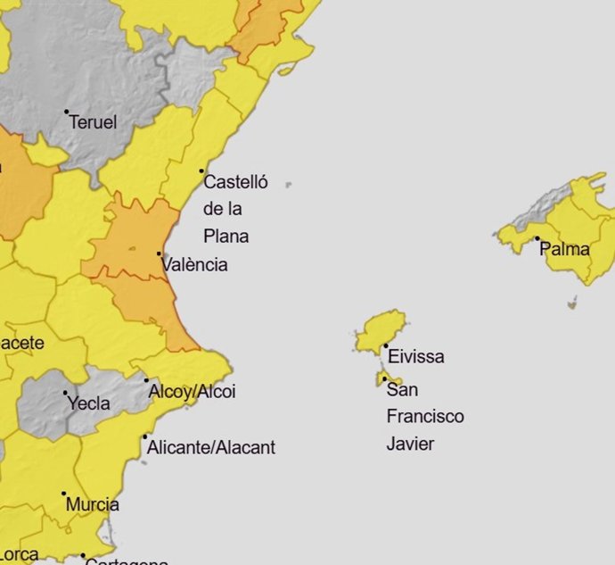Avisos meteorológicos de Aemet para el viernes 15 de agosto