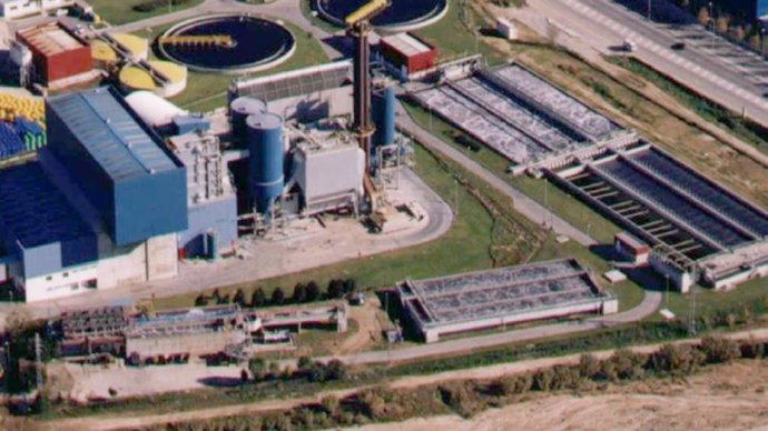 Vista aérea de la depuradora de Mataró