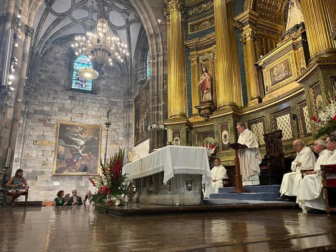 Misa mayor en la basílica de Begoña de Bilbao este 15 de agosto.