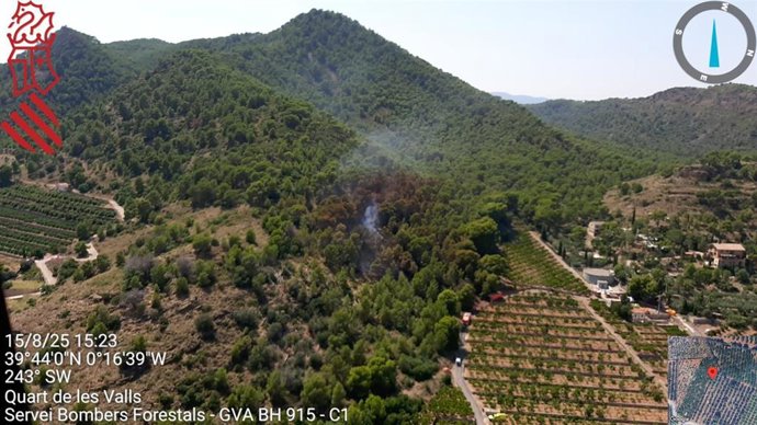 Incendio forestal en Quart de les Valls (Valencia)